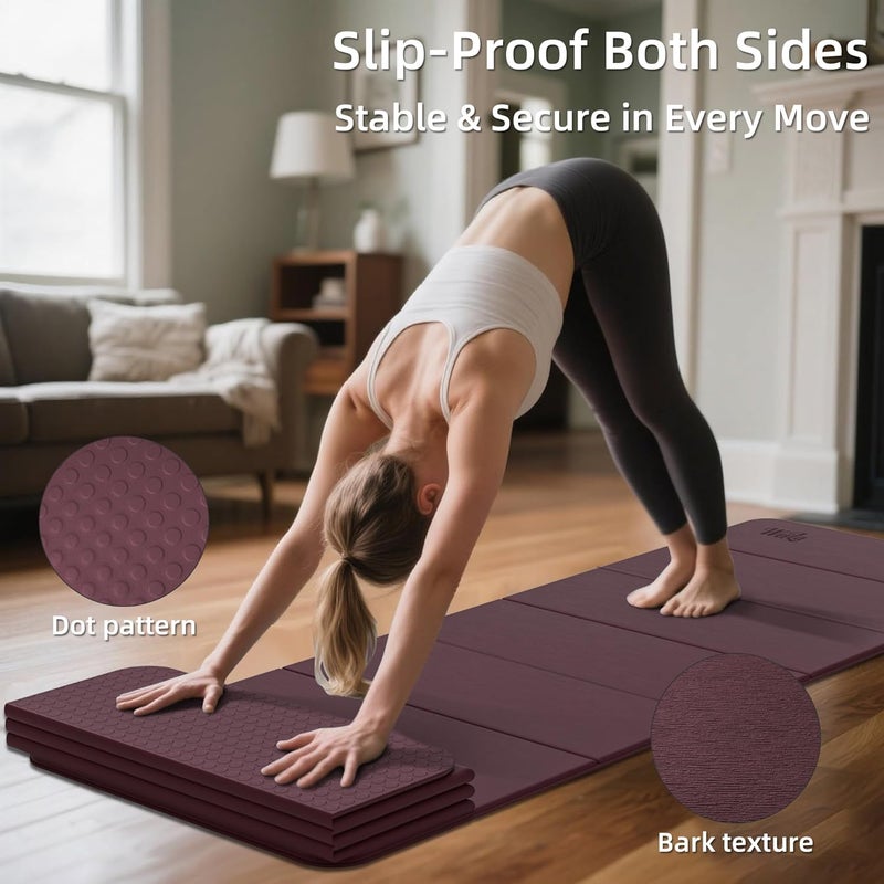 WEILA 1/2 Inch Extra Thick Yoga Mat Pilates Equipment, 69"x24" Odorless Workout Mats for Home Gym, Non-slip Exercise Mats for Women Men Home Workout, Foldable Yoga Mats for Travel Camping Sleeping - Image 4